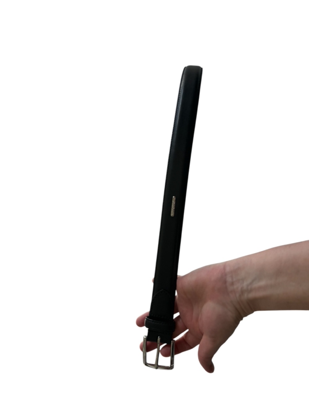 Polo by Ralph Lauren Black Leather Belt with Silver Logo and Buckle